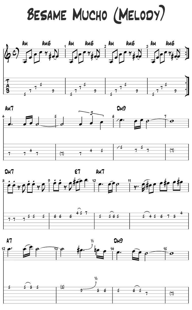 Besame Mucho Chords - Latin Jazz Guitar