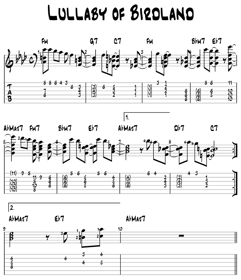 Lullaby of Birdland chord melody