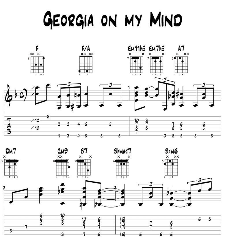 Georgia on my Mind guitar tabs 1