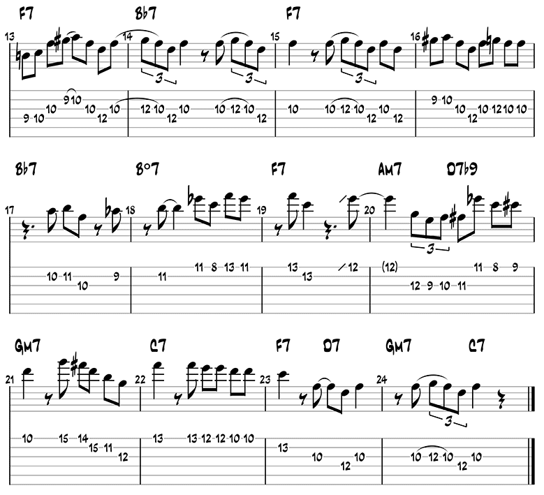 Billie's Bounce melody guitar tabs/lead sheet 2