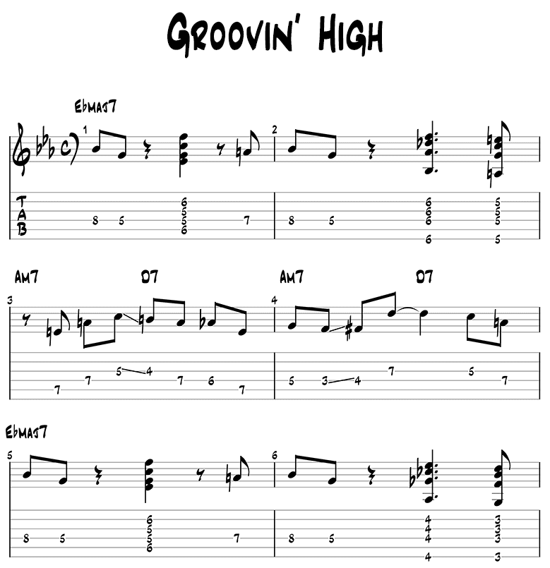 Groovin' High guitar tabs page 1