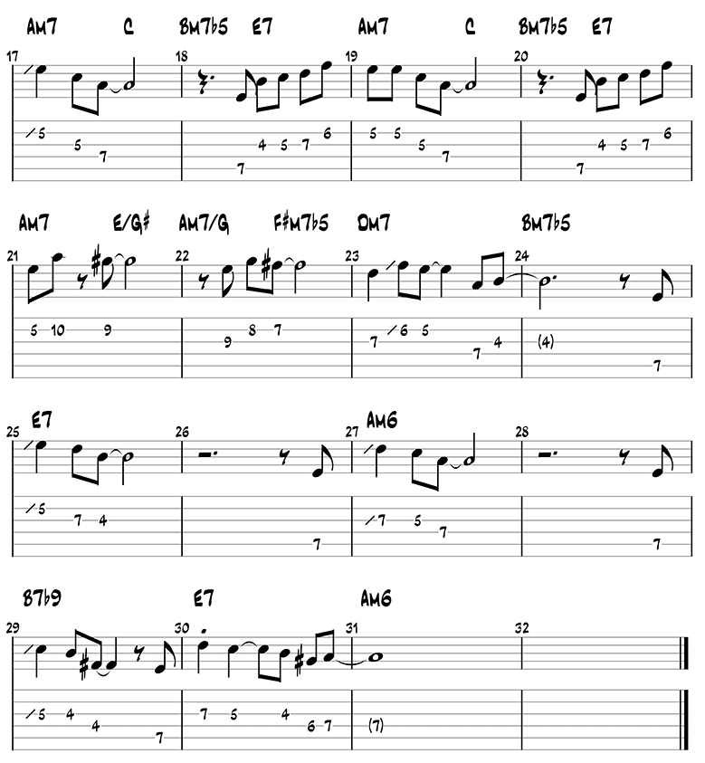 Nature Boy jazz guitar melody page 2