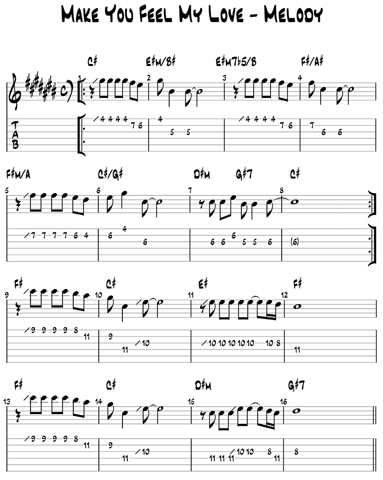 Make You Feel My Love guitar tabs page 1