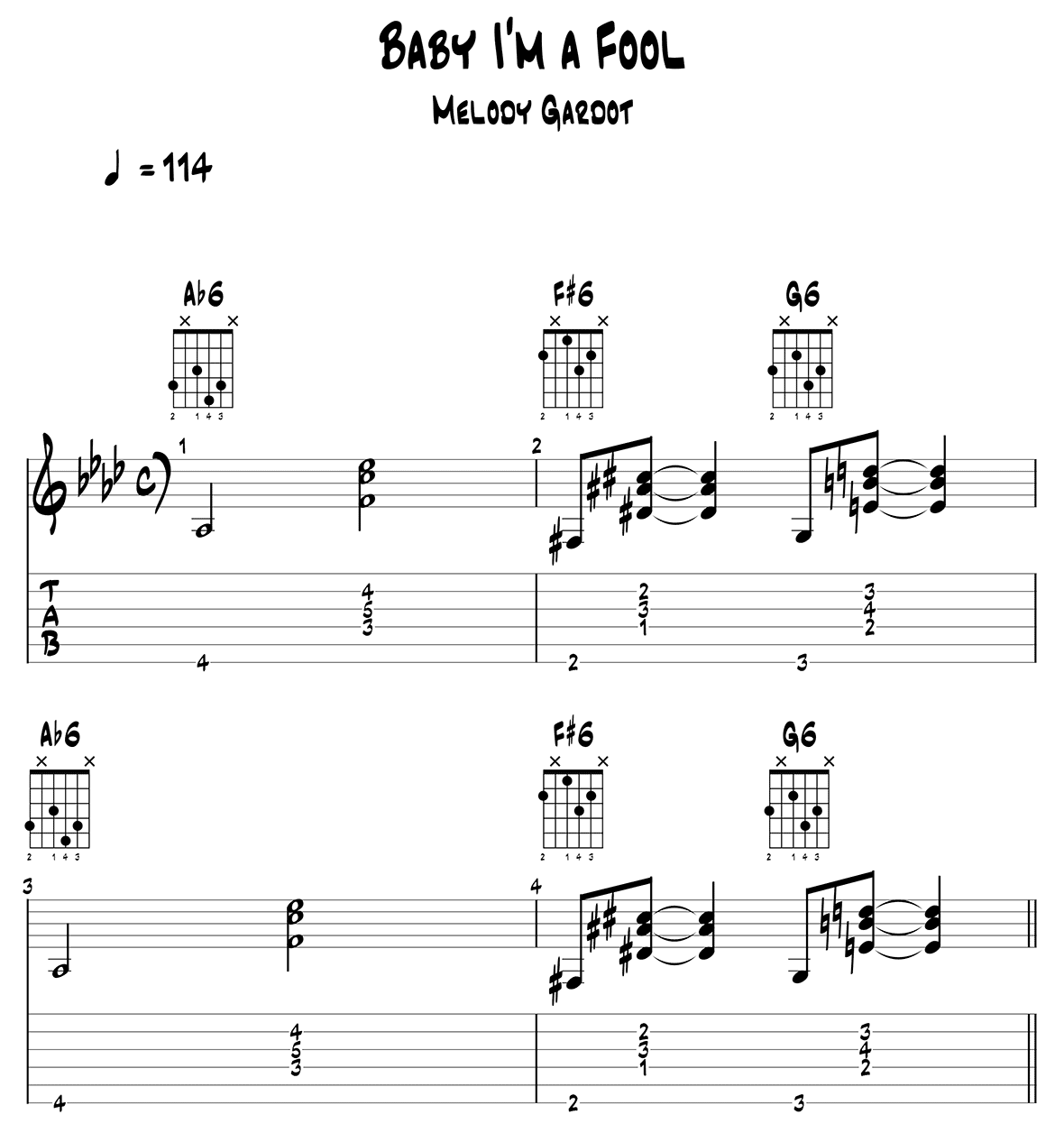 Baby I'm a Fool (Melody Gardot) - Jazz Guitar Chords Page 1