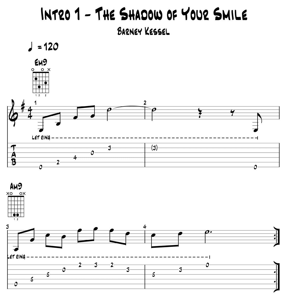 Barney Kessel Intro 1 - The Shadow of Your Smile page 1