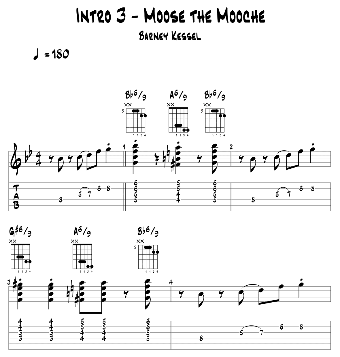 Barney Kessel Intro 3 - Moose The Mooche Page 1