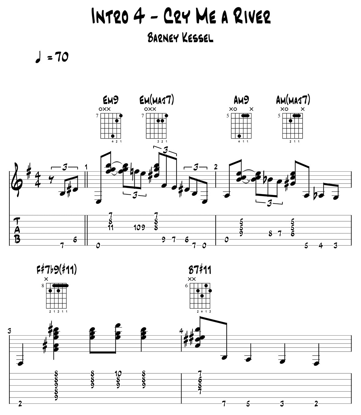 Barney Kessel Intro 4 - Cry Me a River Page 1