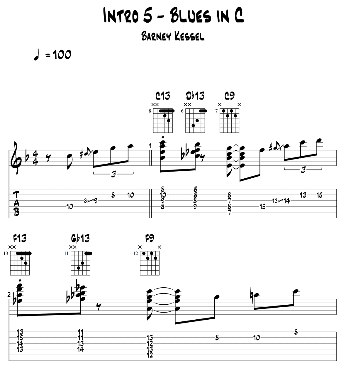 Barney Kessel Intro 5 - Blues in C page 1