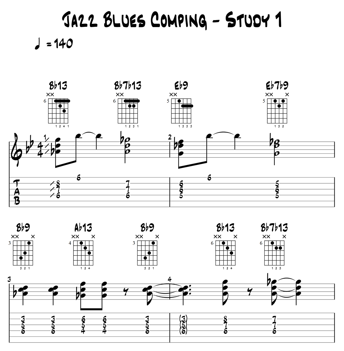 Bb Jazz Blues Comping Study 1 - page 1