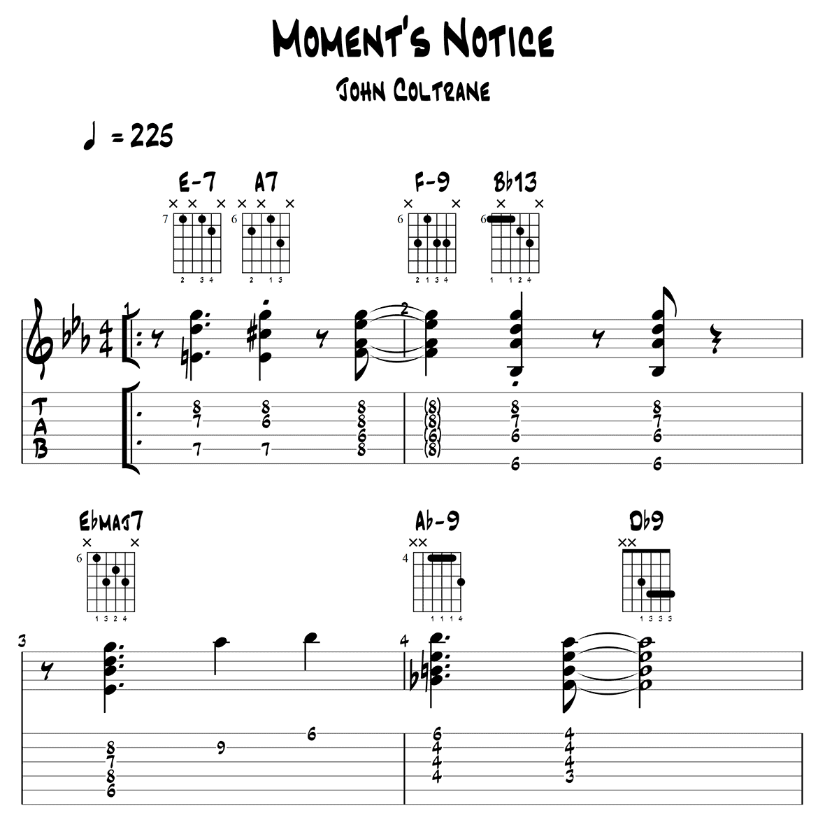 Moment's Notice (John Coltrane) guitar tabs page 1