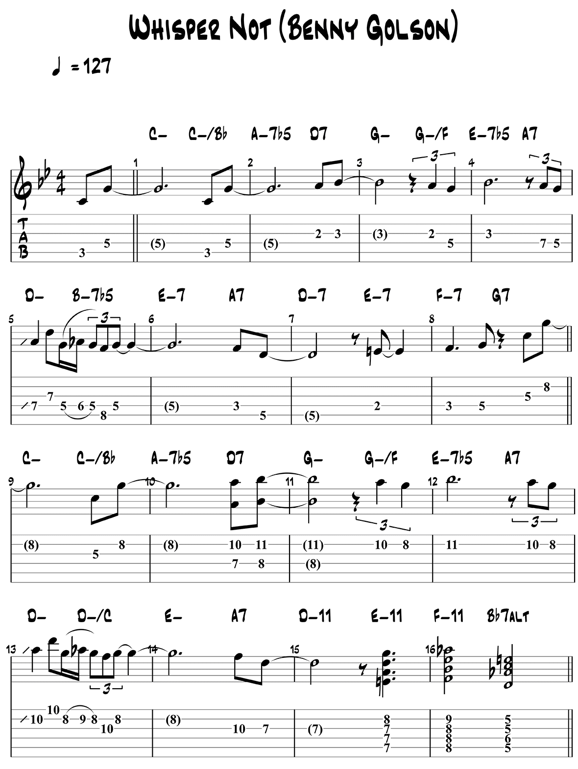 Whisper Not (Benny Golson) - Melody for jazz guitar page 1