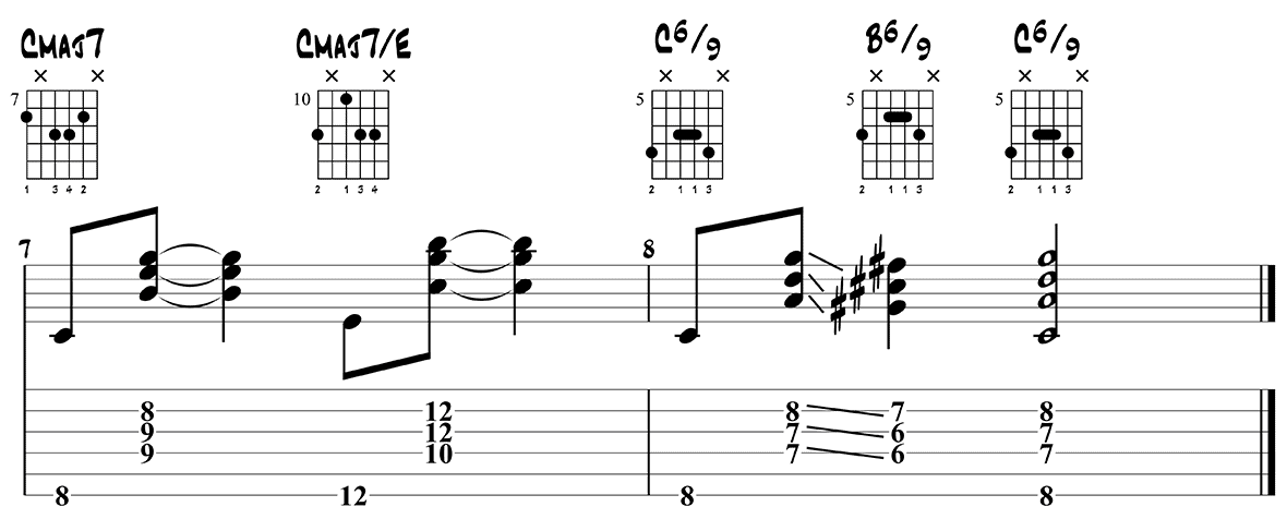 Jazz chord progression 1 - 2 5 1 in C major page 2