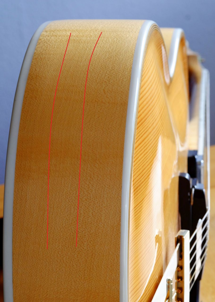 Gibson ES-175CC - Cracks in Laminate Veneer on Sides-dscf7037d-jpg