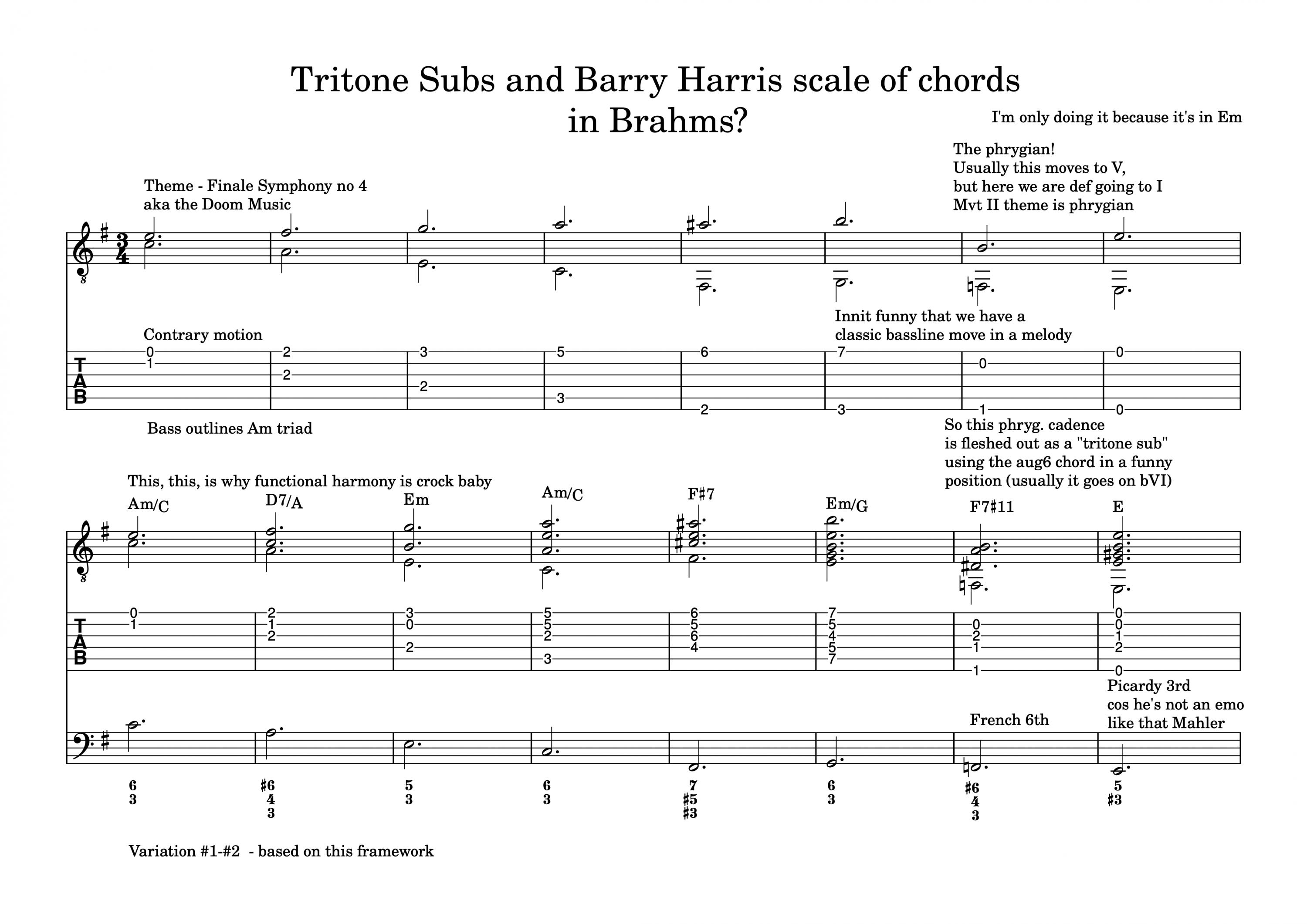 Brahms invents the tritone sub. Prehistory of the min-6 dim scale.-brahms-4-1-jpg