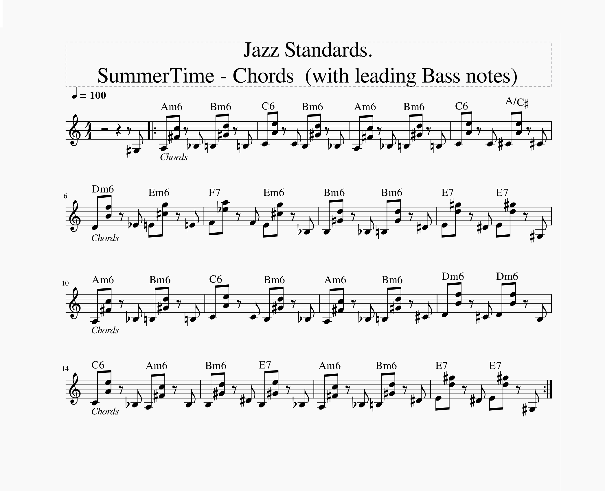 Summertime, chord sheet (Bass Note Comping)-summertime-leading-bass-notes-png