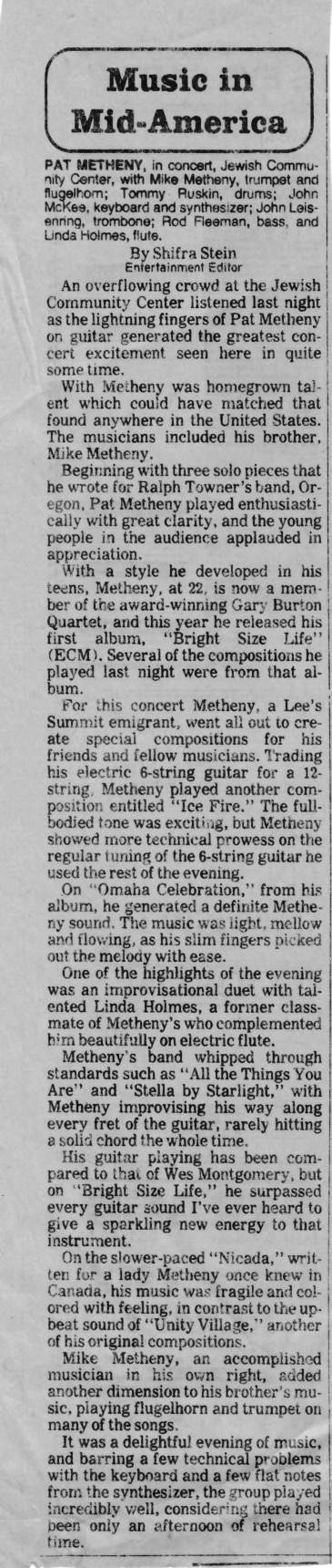 (Mostly) music related newspaper clippings from mid-70s-pat_metheny-jpeg