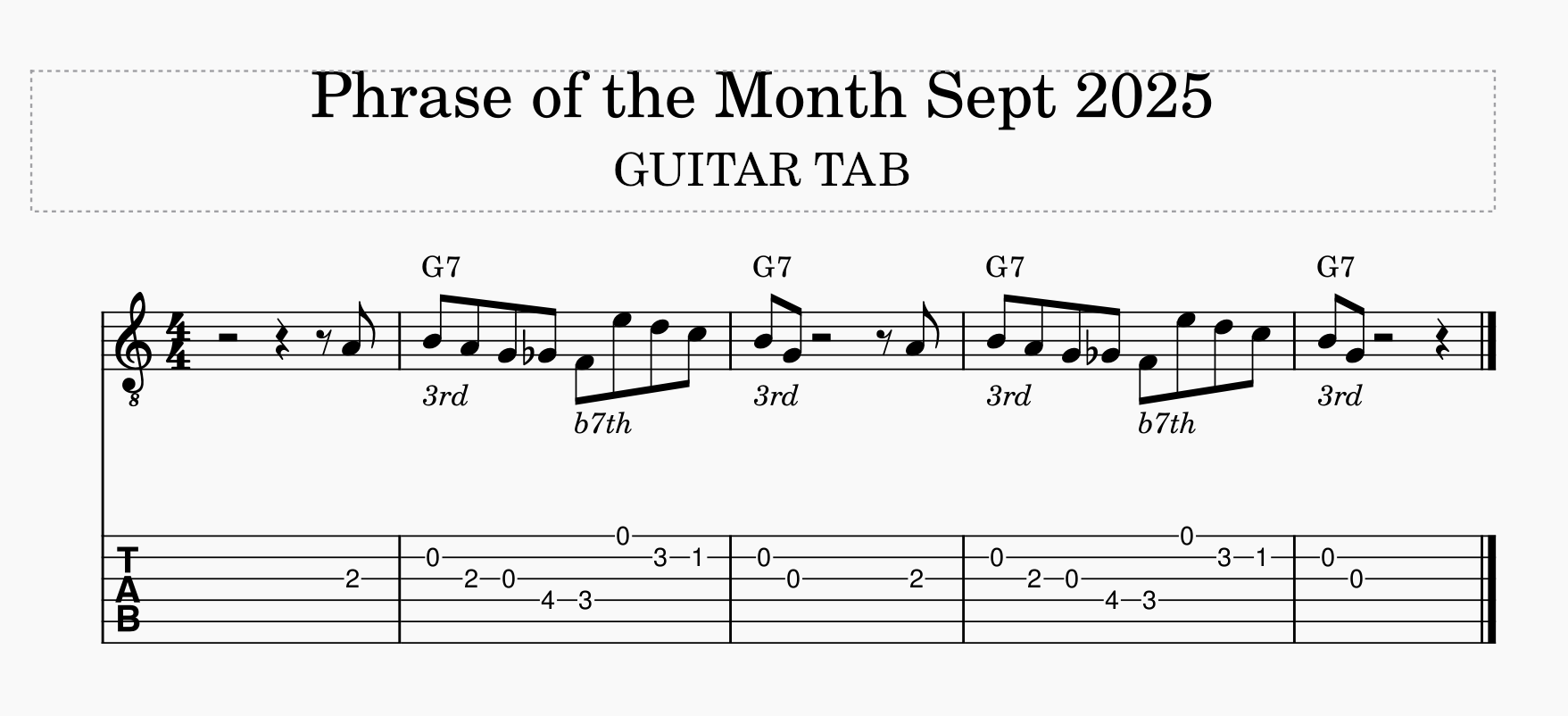 Play the same Phrase everyday for a Month challenge.-phrase-month-sept-2025-guitar-tab-png