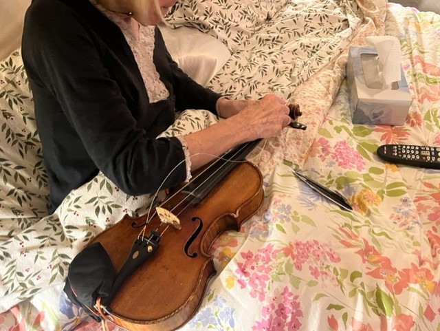 Marital Bliss Working on Gear-violin-bed-1-jpg