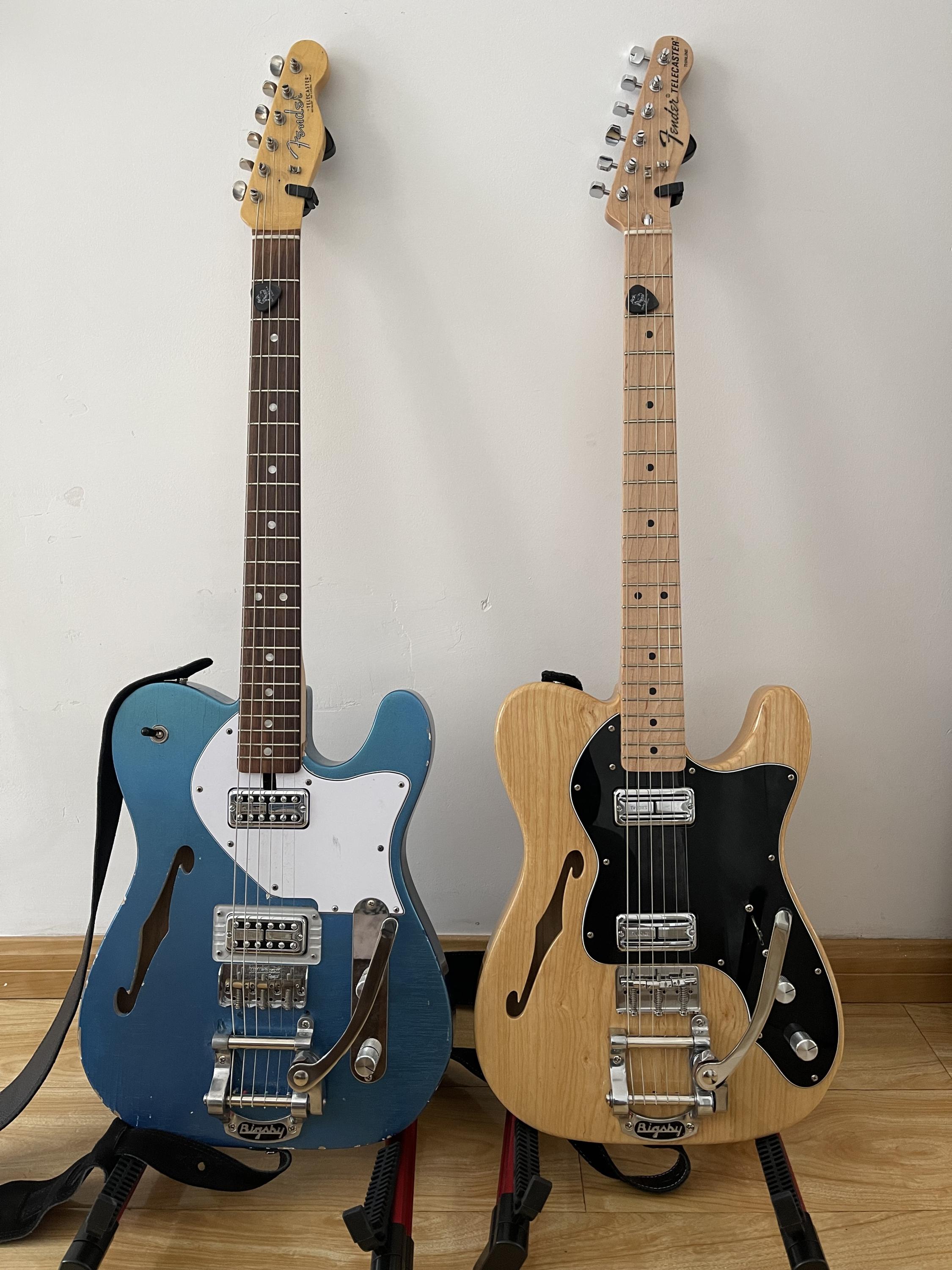 Fender Strats and Teles (chambered with f-hole)--What's been your experience?-teles-jpg