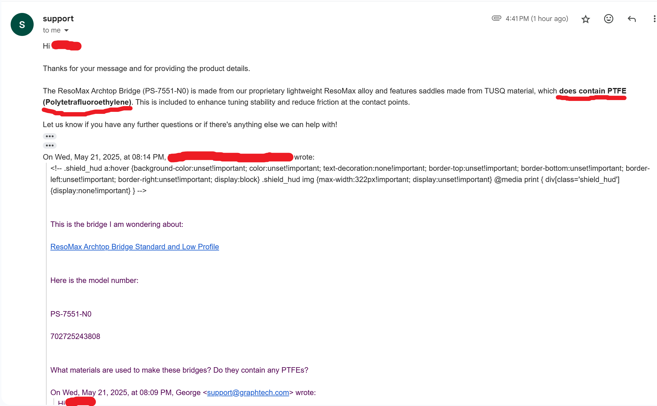 What are GraphTech Resomax Archtop bridges made of? Do they contain PTFEs?-screenshot-2025-05-21-183127-png