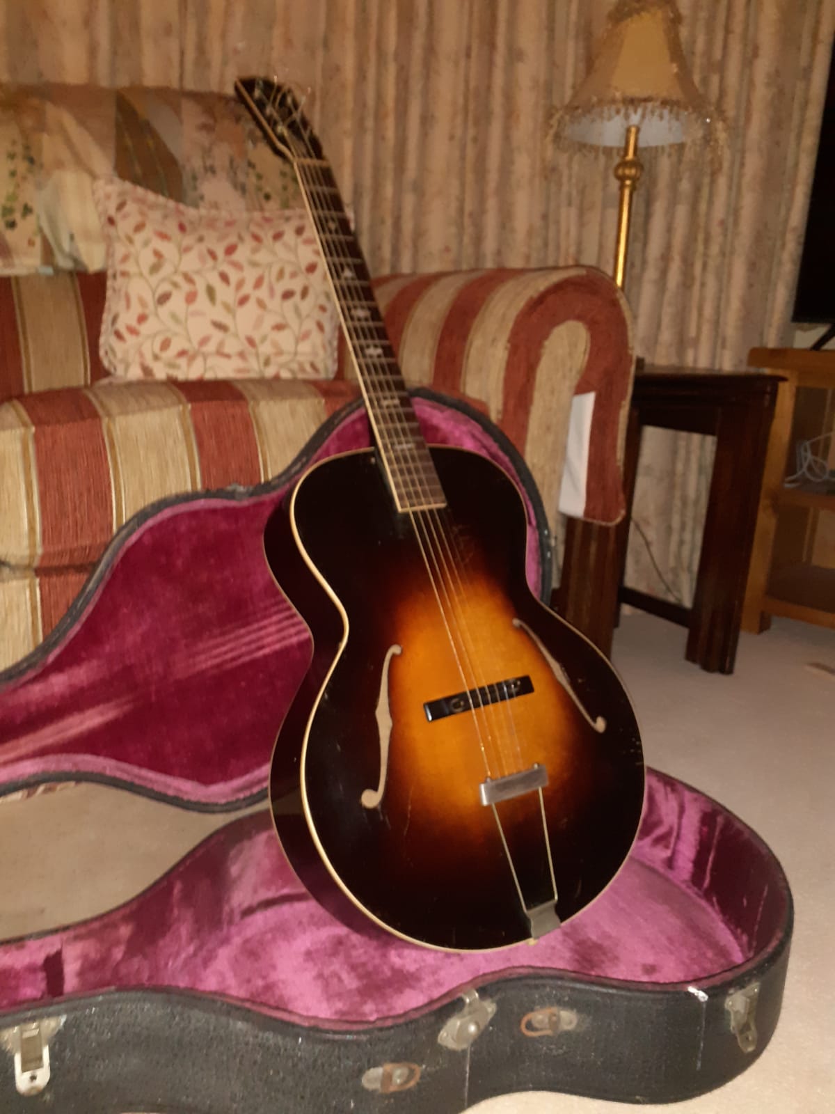 After 4 months the 30s LH Gibson L-7 is strung up and 'playable' RH!-img-20260324-wa0001-jpg