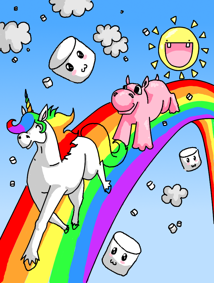 Amp unicorn: solid state Deluxe Reverb (no noise, no tubes)?-rainbow_unicorn_and_hippo-png