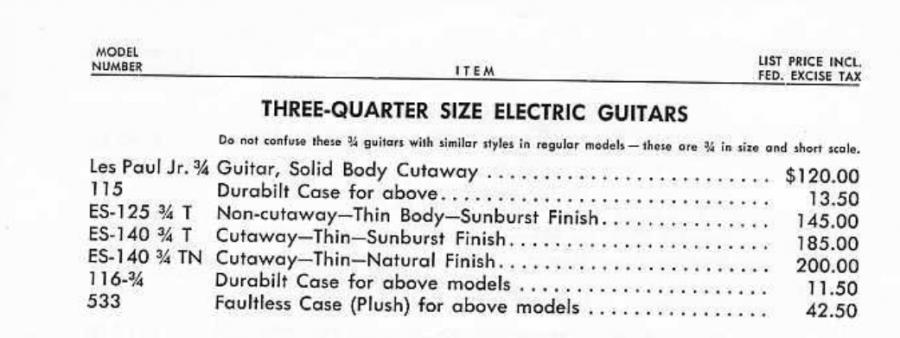 1956/7 Gibson ES-140T - Natural-gibson-catalogue-es140-pricing-july-1957-jpg