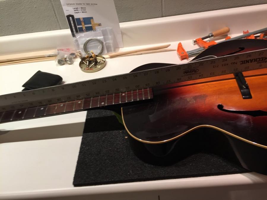 1937 Gibson ES-150 Tribute Guitar-neck20angle-jpg