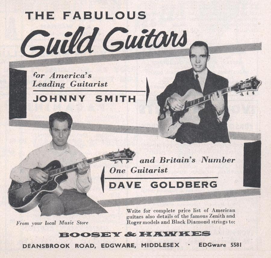 All three decades of the Gibson Johnny Smith-guild-guitars-advertisement-1960-jpg