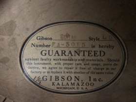 1940 Gibson L-5N formerly owned by Dave Barbour-label-jpg