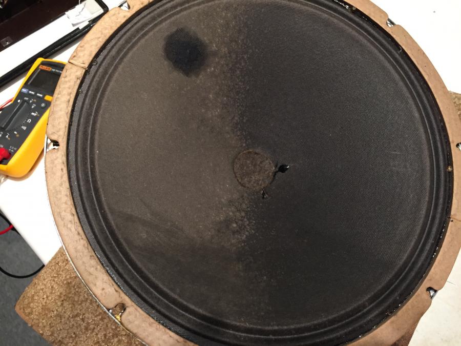 1937 Gibson ES-150 Tribute Guitar-speaker-before-repair-jpg