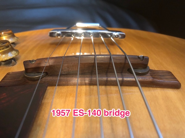 1956/7 Gibson ES-140T - Natural-57bridge-jpg