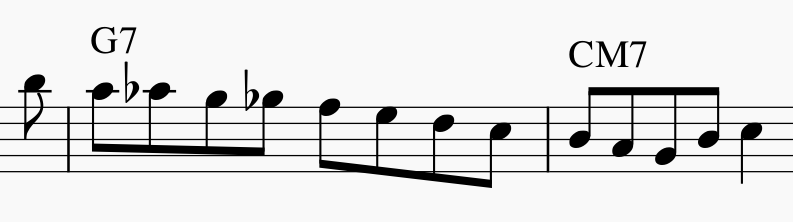 David Baker Bebop Scales &mdash; Barry Harris half-steps-v-i-dom-rule-4-png