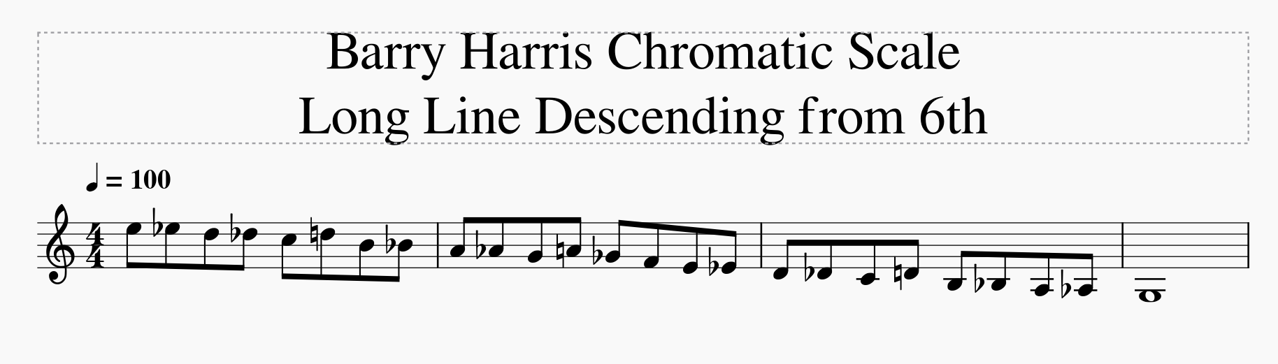 David Baker Bebop Scales &mdash; Barry Harris half-steps-bh-chromatic-scale-g7-6th-png