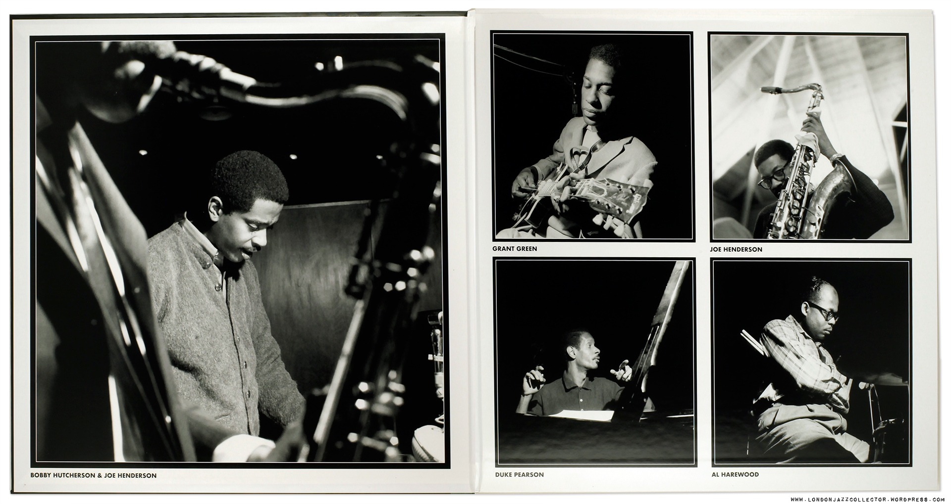 Grant Green playing a Gibson Les Paul-bobby-hutcherson_the-kicker_tp-2020_gatefold-1920px-ljc-jpg
