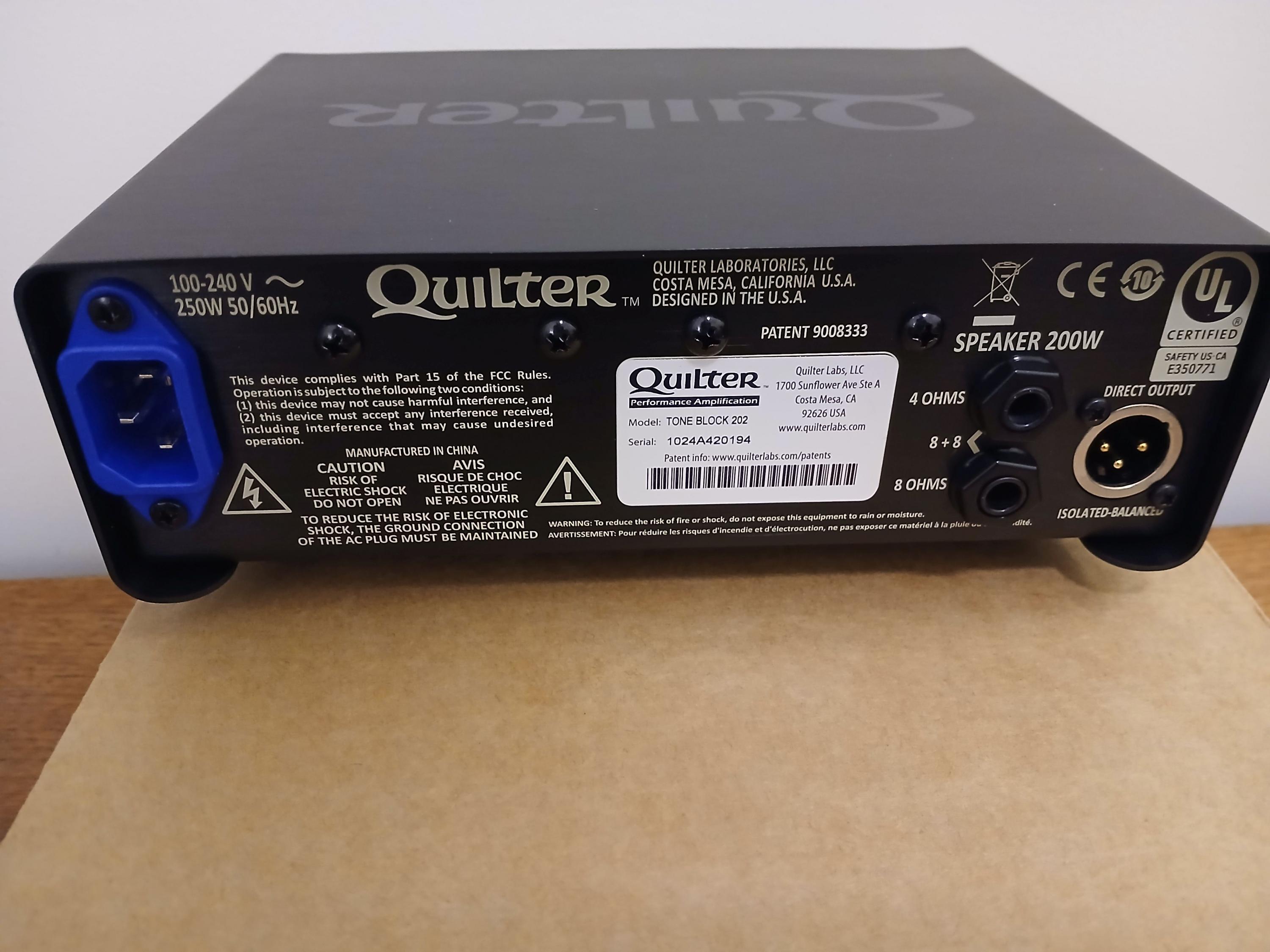 Quilter Tone Block 202 - 200 watts, 3.3 lbs. (IN CANADA)-quilter202rearpanel-jpg