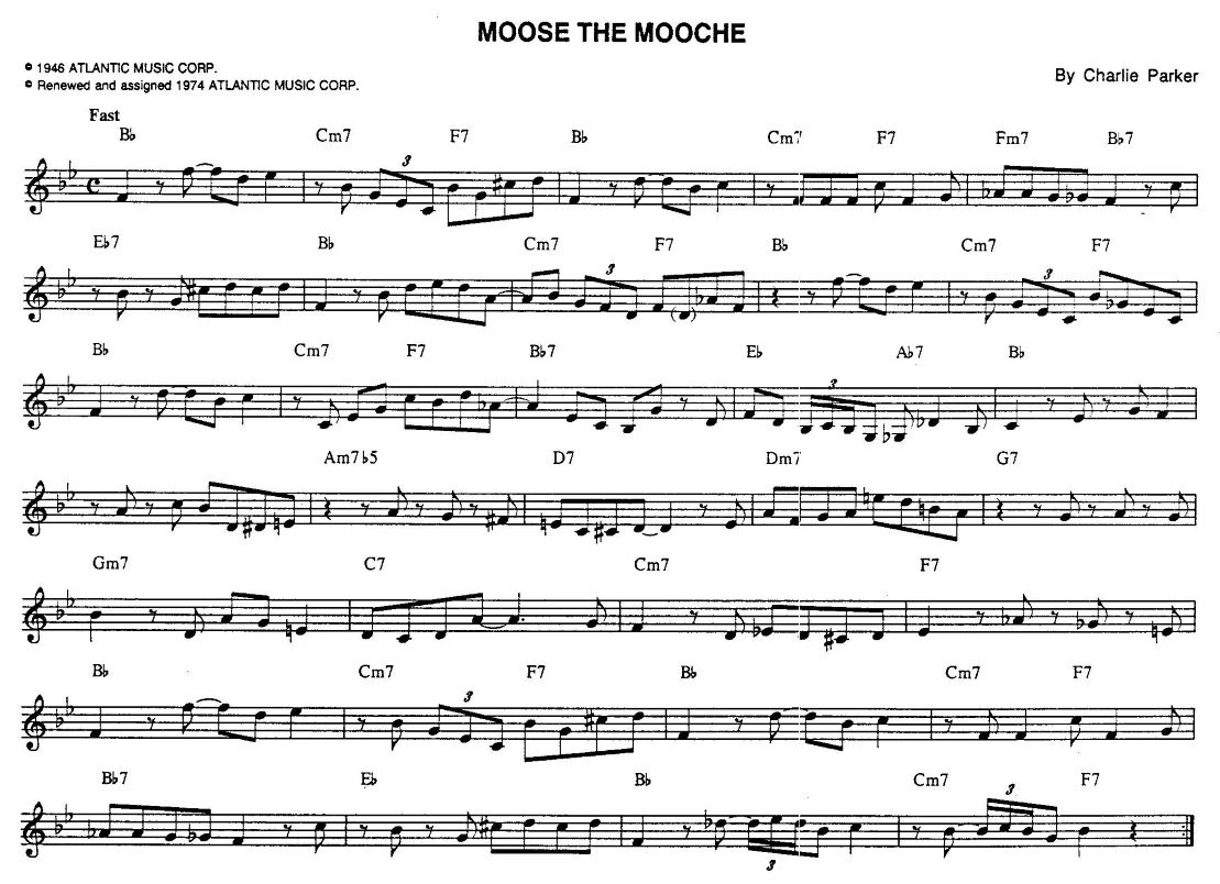 Bebop Heads (#4) - Moose the Mooche-moose-mooche-jazz-fake-book-01-jpg