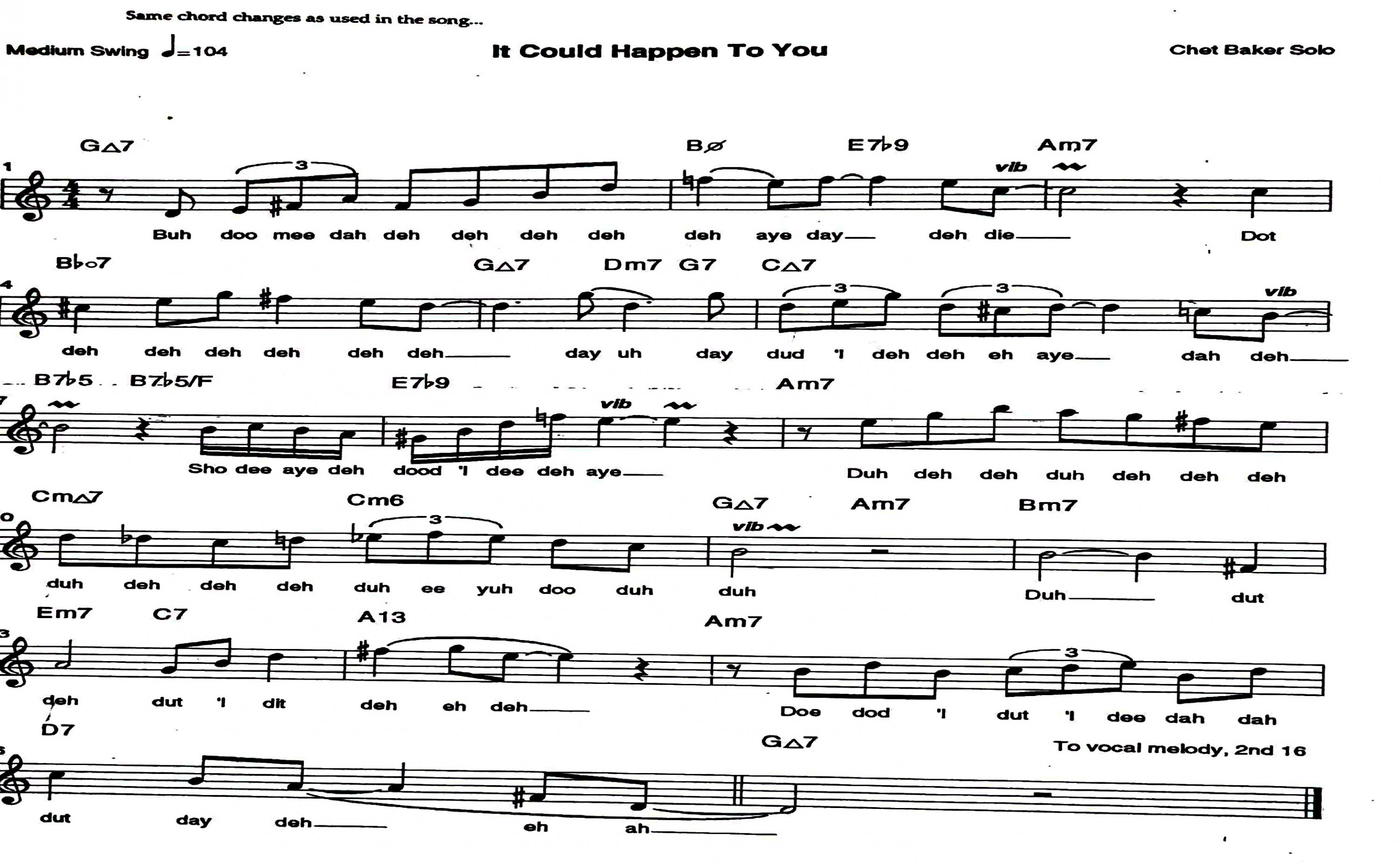 Something interesting about the chorus of 'It Could Happen To You' (sheet music)-baker-solo-could-jpg