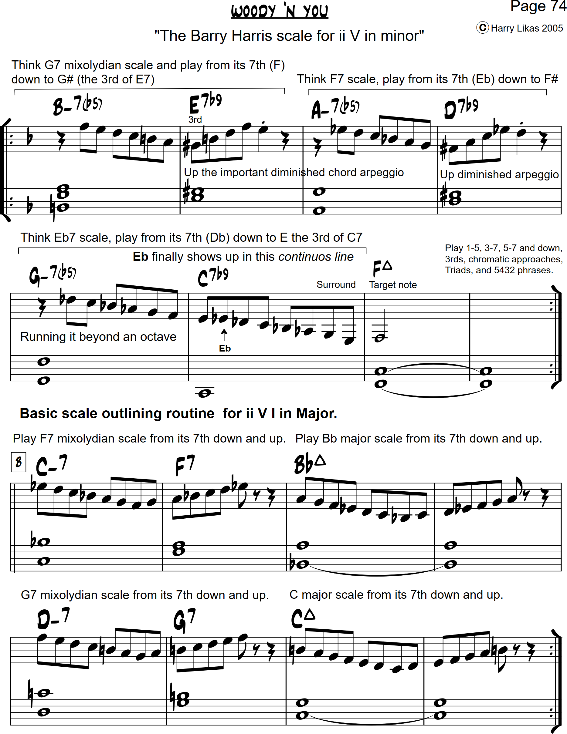 The Barry Harris scale for ii V in Minor-woody-n-you-scales-png