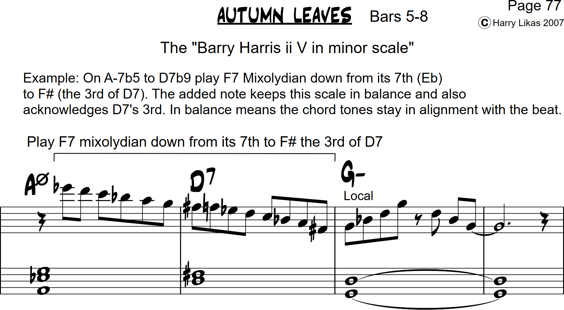 The Barry Harris scale for ii V in Minor-autumn-leaves-barry-harris-scale-png