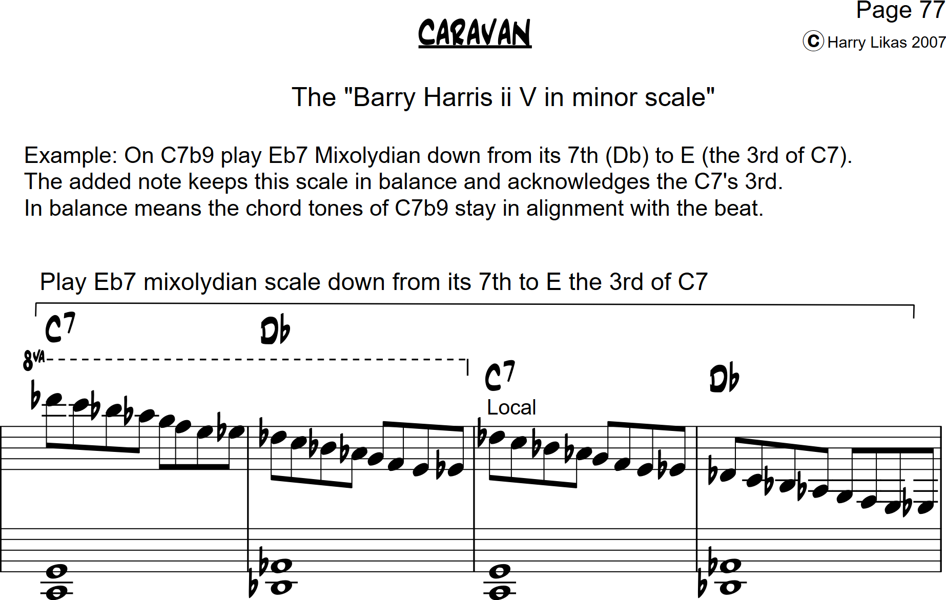 The Barry Harris scale for ii V in Minor-caravan-barry-harris-scale-png