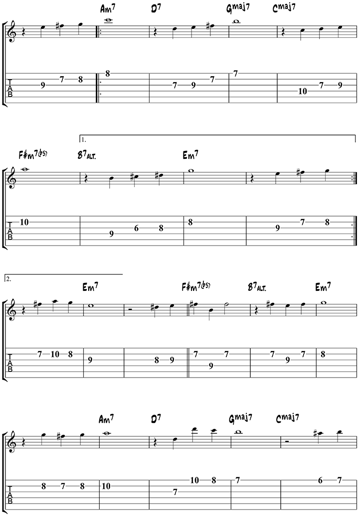 Autumn Leaves Melody for Guitar 1