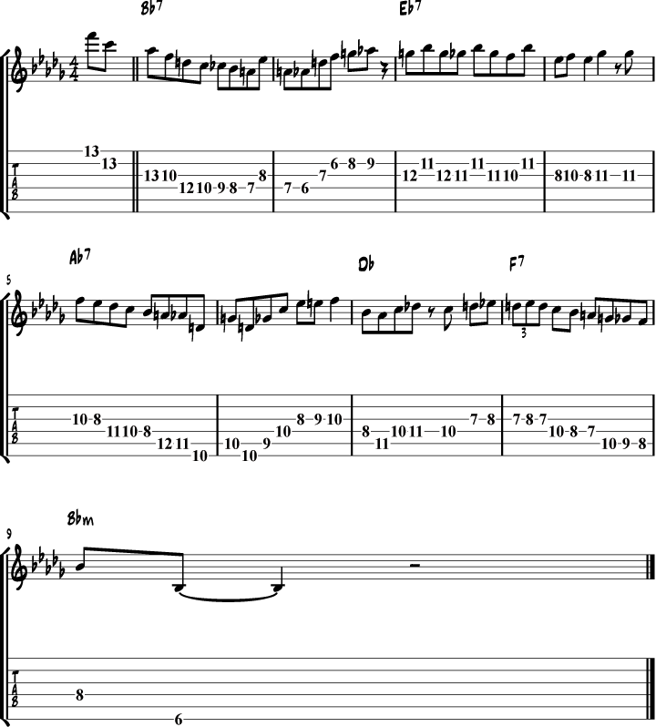 Charlie Christian Swing to Bop Solo Lick Transcription