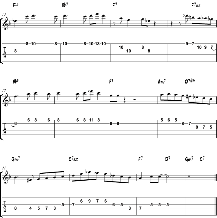 Wes Montgomery blues solo guitar tabs page 2