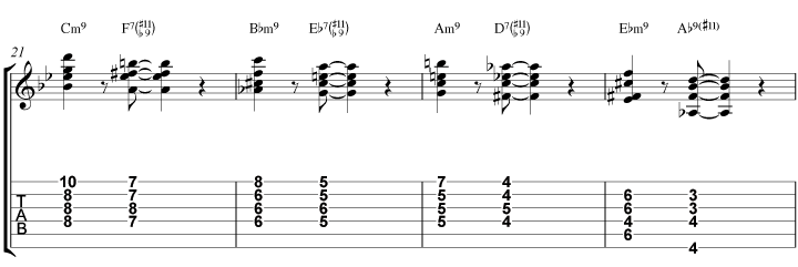 Four on Six Chord Accents