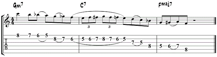 ii V I jazz guitar lick 1