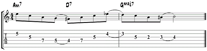 ii V I jazz guitar lick 3