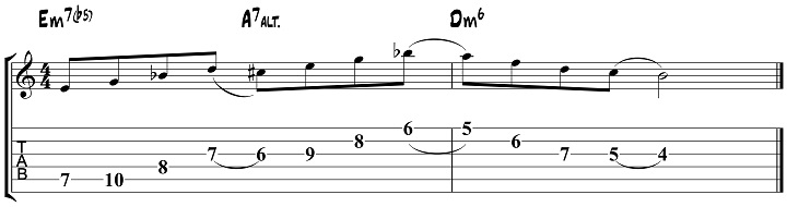 ii V I jazz guitar lick 4